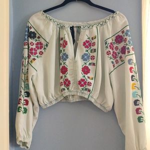 FARM Rio Embroidered Boho Peasant Blouse